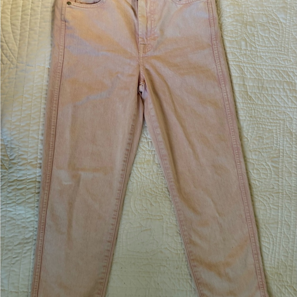 7 for all Mankind High Waist Cropped Straight Mineral Pink Jeans - Picture 7 of 12
